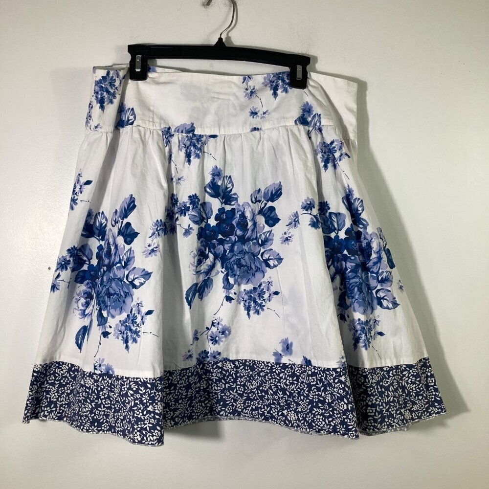 Womens Rue 21 Cotton‎ Floral Skirt White Blue XL
